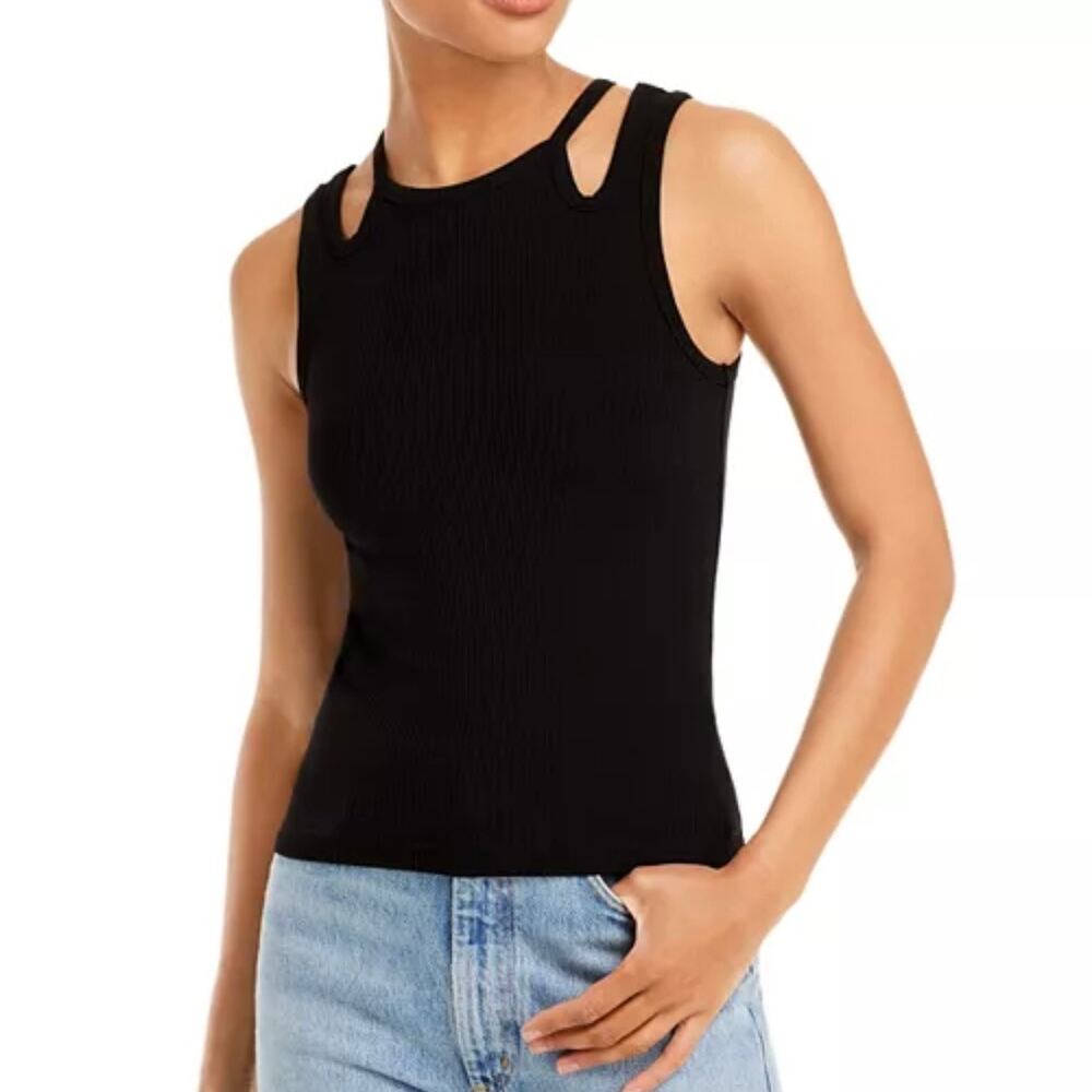 PISTOLA Paola Cut-outs Tank Top in Black Revolve NWOT